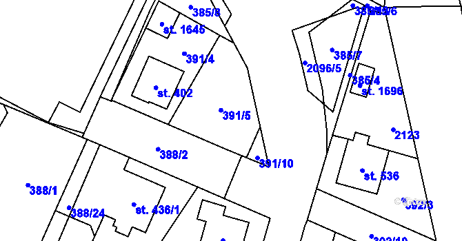 Parcela st. 391/7 v KÚ Rokytnice u Vsetína, Katastrální mapa