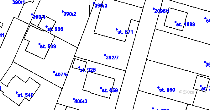 Parcela st. 392/7 v KÚ Rokytnice u Vsetína, Katastrální mapa