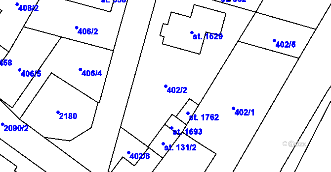 Parcela st. 402/2 v KÚ Rokytnice u Vsetína, Katastrální mapa