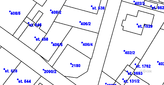 Parcela st. 406/4 v KÚ Rokytnice u Vsetína, Katastrální mapa