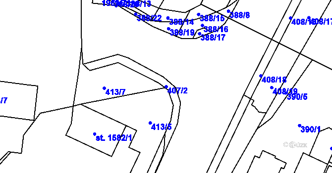 Parcela st. 407/2 v KÚ Rokytnice u Vsetína, Katastrální mapa