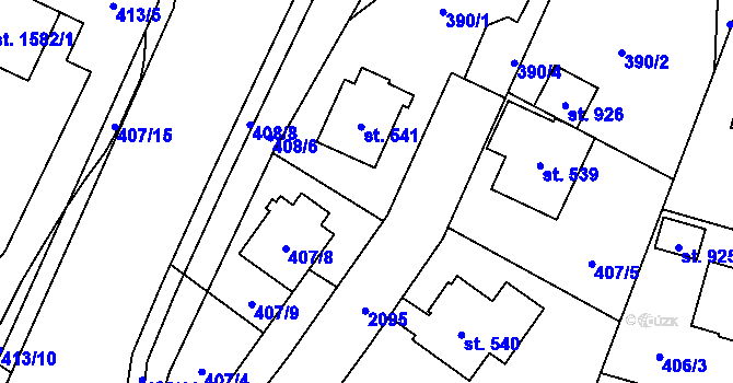 Parcela st. 407/3 v KÚ Rokytnice u Vsetína, Katastrální mapa