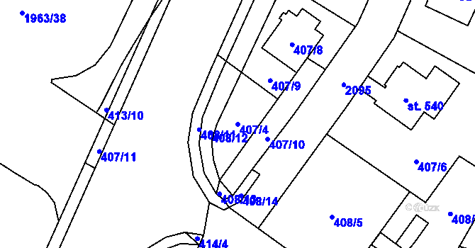Parcela st. 407/4 v KÚ Rokytnice u Vsetína, Katastrální mapa