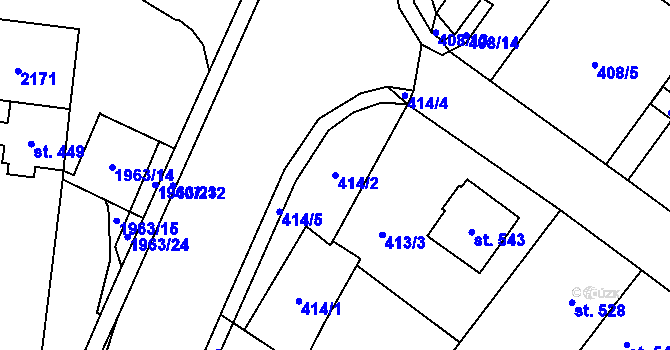Parcela st. 414/2 v KÚ Rokytnice u Vsetína, Katastrální mapa