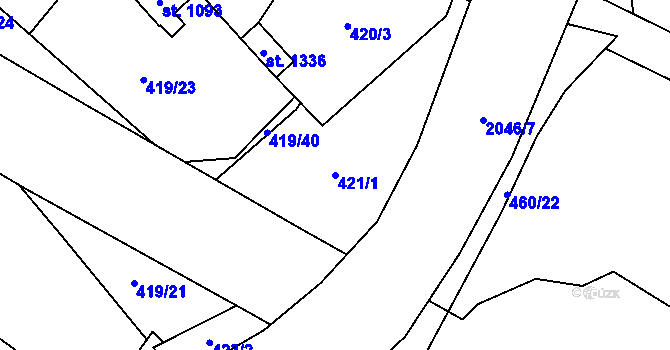 Parcela st. 421/1 v KÚ Rokytnice u Vsetína, Katastrální mapa