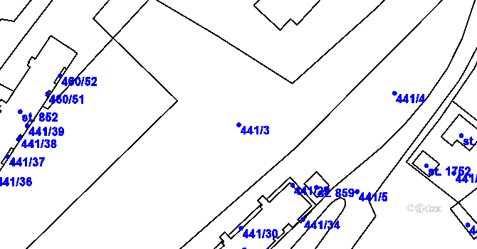 Parcela st. 441/3 v KÚ Rokytnice u Vsetína, Katastrální mapa