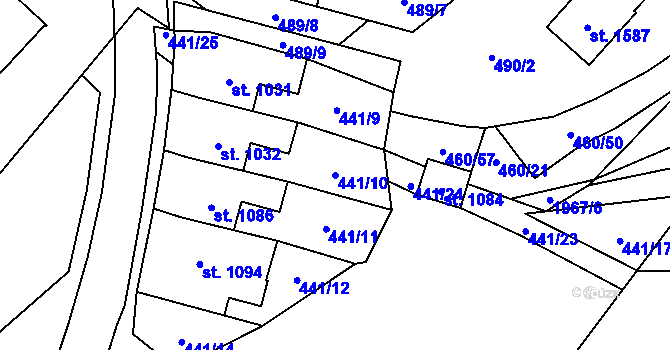 Parcela st. 441/10 v KÚ Rokytnice u Vsetína, Katastrální mapa