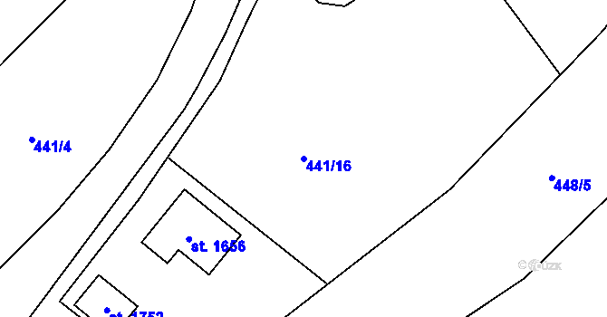 Parcela st. 441/16 v KÚ Rokytnice u Vsetína, Katastrální mapa