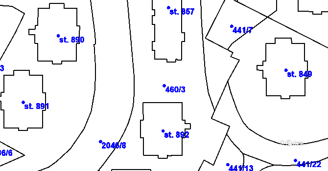 Parcela st. 460/3 v KÚ Rokytnice u Vsetína, Katastrální mapa