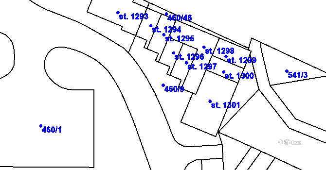 Parcela st. 460/9 v KÚ Rokytnice u Vsetína, Katastrální mapa