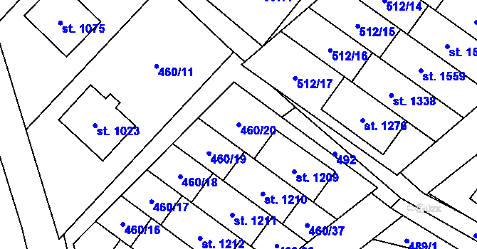 Parcela st. 460/20 v KÚ Rokytnice u Vsetína, Katastrální mapa