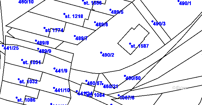 Parcela st. 490/2 v KÚ Rokytnice u Vsetína, Katastrální mapa