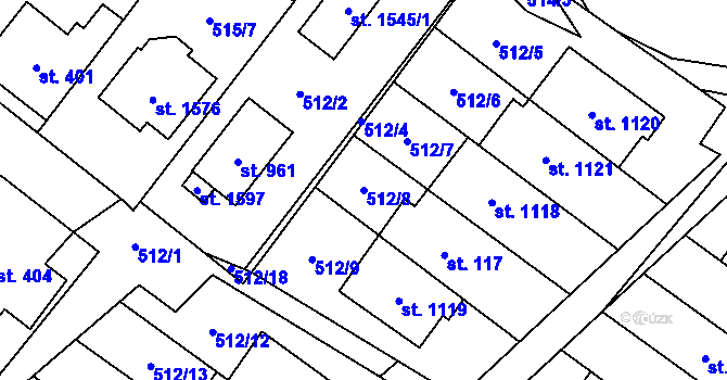 Parcela st. 512/8 v KÚ Rokytnice u Vsetína, Katastrální mapa