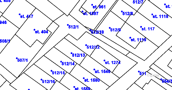 Parcela st. 512/12 v KÚ Rokytnice u Vsetína, Katastrální mapa
