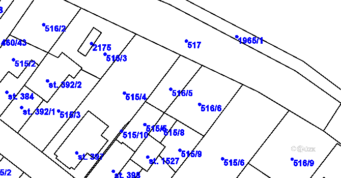 Parcela st. 516/5 v KÚ Rokytnice u Vsetína, Katastrální mapa