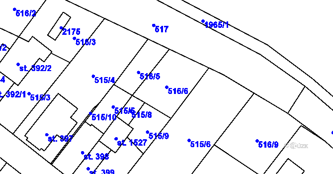 Parcela st. 516/6 v KÚ Rokytnice u Vsetína, Katastrální mapa