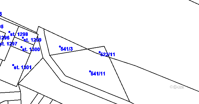 Parcela st. 522/11 v KÚ Rokytnice u Vsetína, Katastrální mapa