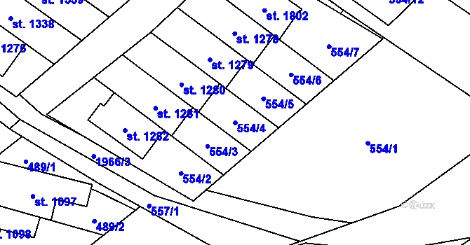Parcela st. 554/4 v KÚ Rokytnice u Vsetína, Katastrální mapa