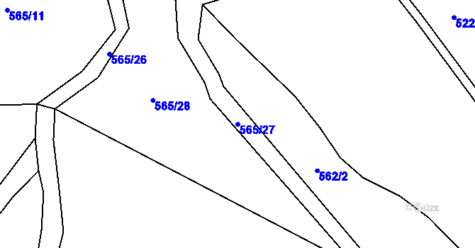 Parcela st. 565/27 v KÚ Rokytnice u Vsetína, Katastrální mapa