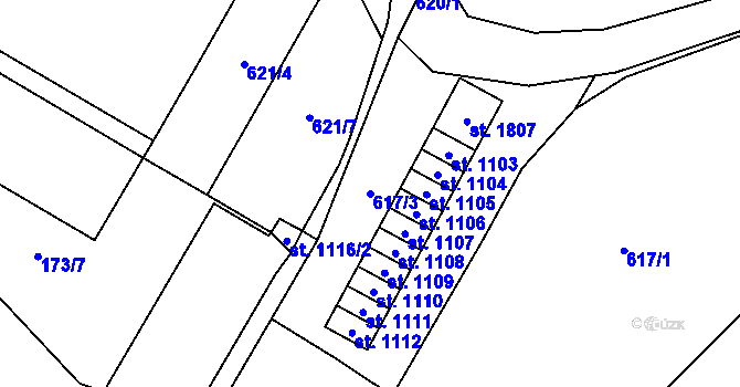 Parcela st. 617/3 v KÚ Rokytnice u Vsetína, Katastrální mapa