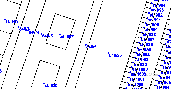 Parcela st. 848/6 v KÚ Rokytnice u Vsetína, Katastrální mapa