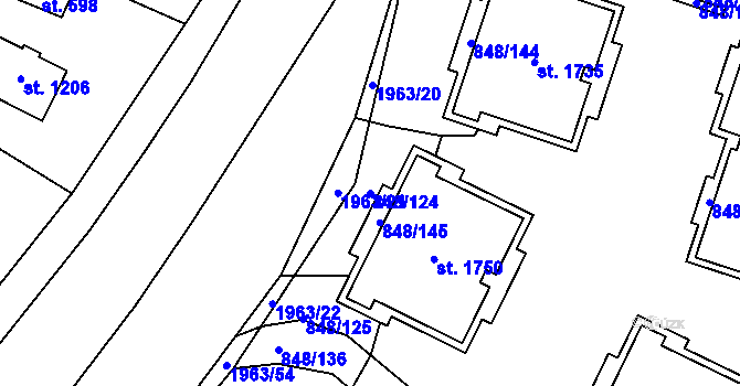 Parcela st. 848/124 v KÚ Rokytnice u Vsetína, Katastrální mapa