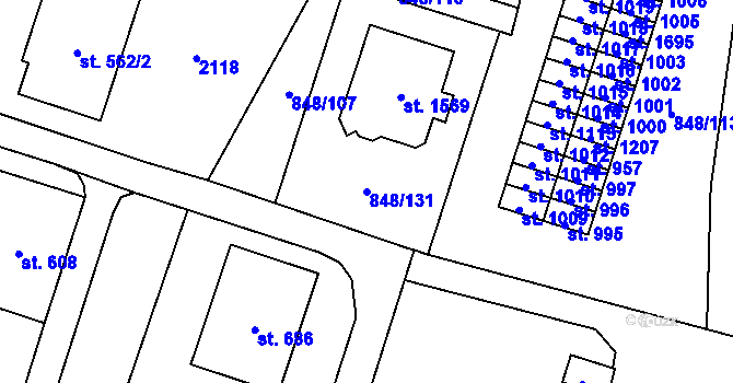 Parcela st. 848/131 v KÚ Rokytnice u Vsetína, Katastrální mapa