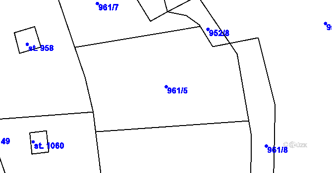 Parcela st. 961/5 v KÚ Rokytnice u Vsetína, Katastrální mapa