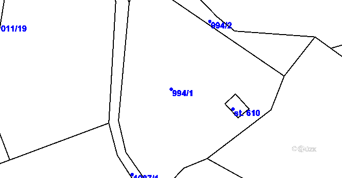 Parcela st. 994/1 v KÚ Rokytnice u Vsetína, Katastrální mapa