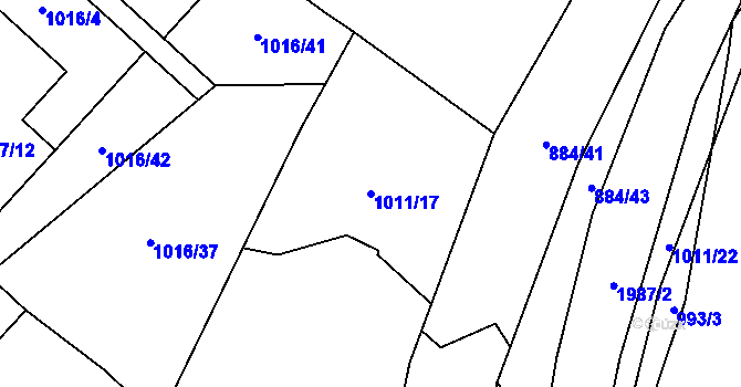 Parcela st. 1011/17 v KÚ Rokytnice u Vsetína, Katastrální mapa