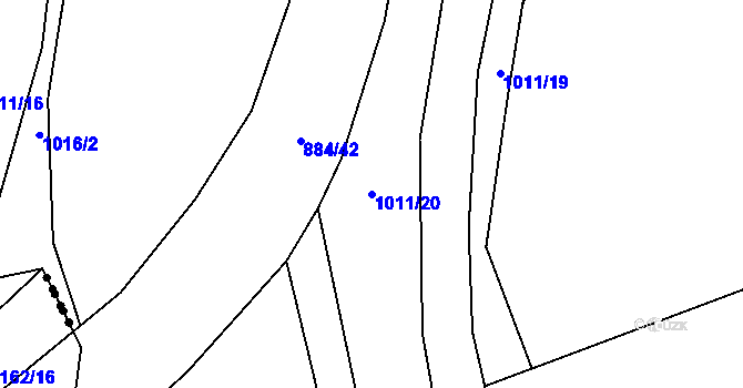 Parcela st. 1011/20 v KÚ Rokytnice u Vsetína, Katastrální mapa