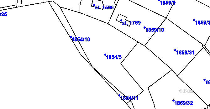 Parcela st. 1854/5 v KÚ Rokytnice u Vsetína, Katastrální mapa