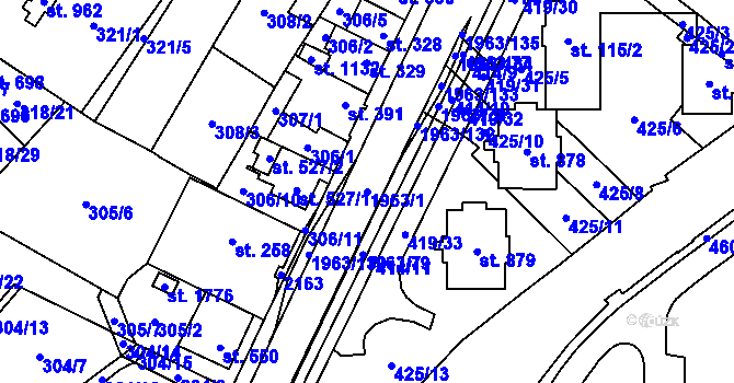 Parcela st. 1963/1 v KÚ Rokytnice u Vsetína, Katastrální mapa