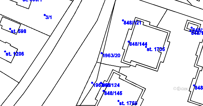 Parcela st. 1963/20 v KÚ Rokytnice u Vsetína, Katastrální mapa