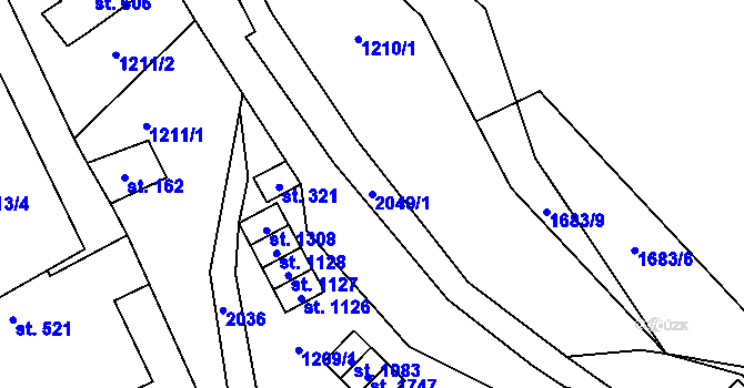 Parcela st. 2049/1 v KÚ Rokytnice u Vsetína, Katastrální mapa