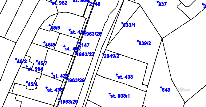 Parcela st. 2049/2 v KÚ Rokytnice u Vsetína, Katastrální mapa