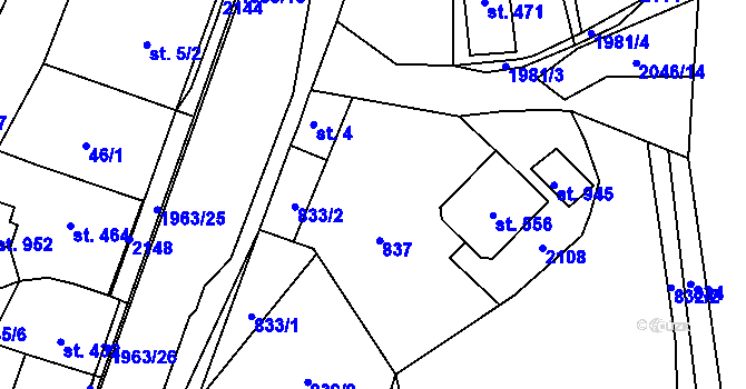 Parcela st. 2049/3 v KÚ Rokytnice u Vsetína, Katastrální mapa