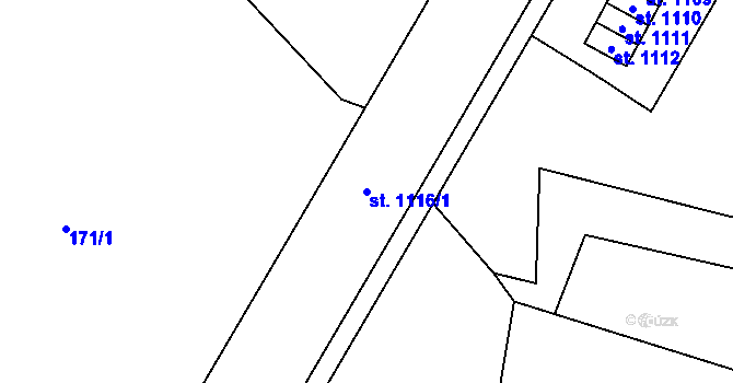 Parcela st. 1116/1 v KÚ Rokytnice u Vsetína, Katastrální mapa