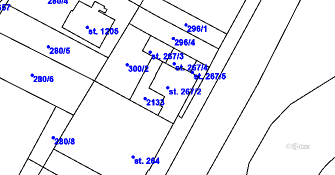 Parcela st. 267/2 v KÚ Rokytnice u Vsetína, Katastrální mapa