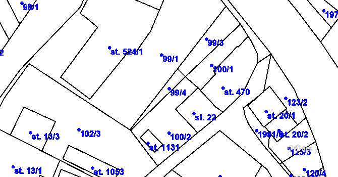 Parcela st. 99/4 v KÚ Rokytnice u Vsetína, Katastrální mapa