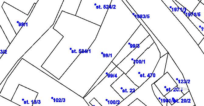 Parcela st. 99/1 v KÚ Rokytnice u Vsetína, Katastrální mapa