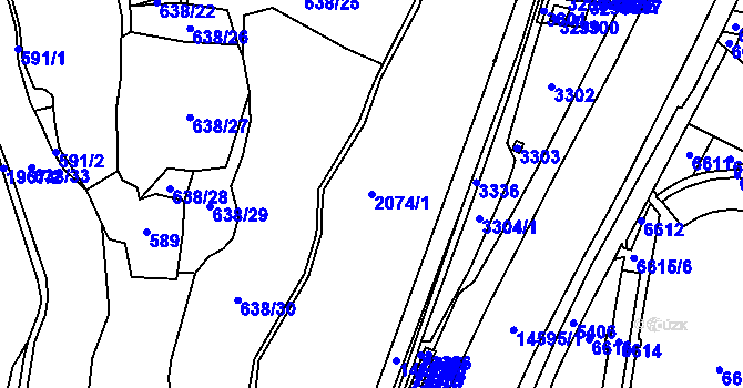 Parcela st. 2074/1 v KÚ Rokytnice u Vsetína, Katastrální mapa