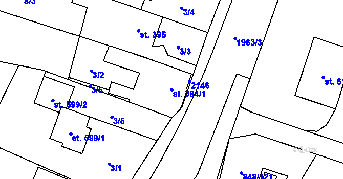 Parcela st. 394/1 v KÚ Rokytnice u Vsetína, Katastrální mapa