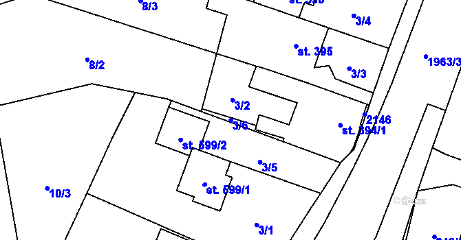 Parcela st. 3/6 v KÚ Rokytnice u Vsetína, Katastrální mapa