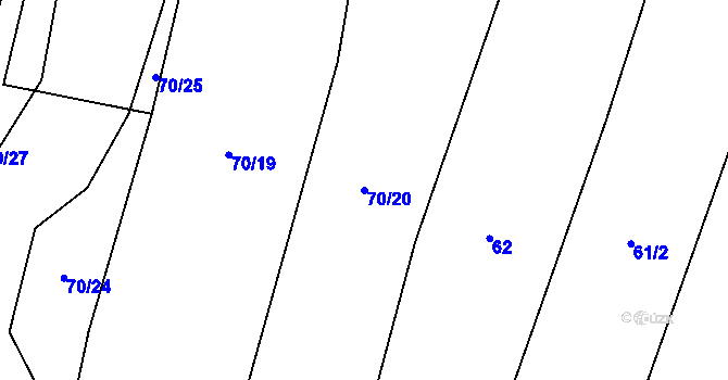 Parcela st. 70/20 v KÚ Rokytnice u Vsetína, Katastrální mapa