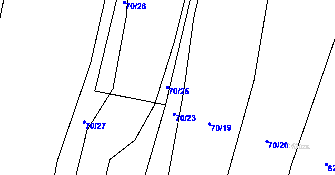 Parcela st. 70/25 v KÚ Rokytnice u Vsetína, Katastrální mapa