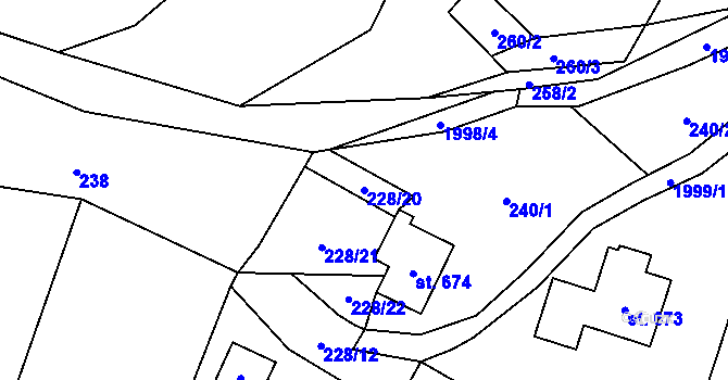 Parcela st. 228/20 v KÚ Rokytnice u Vsetína, Katastrální mapa