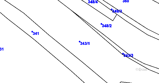 Parcela st. 343/1 v KÚ Rokytnice u Vsetína, Katastrální mapa