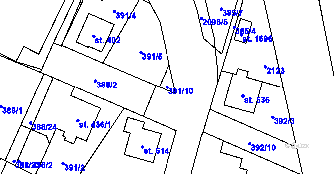Parcela st. 391/10 v KÚ Rokytnice u Vsetína, Katastrální mapa