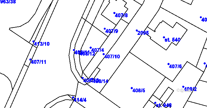 Parcela st. 407/10 v KÚ Rokytnice u Vsetína, Katastrální mapa